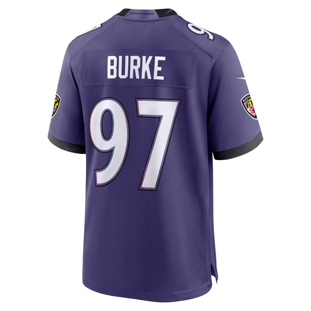 Baltimore Ravens Ethan Burke Nike Purple Team Game Jersey