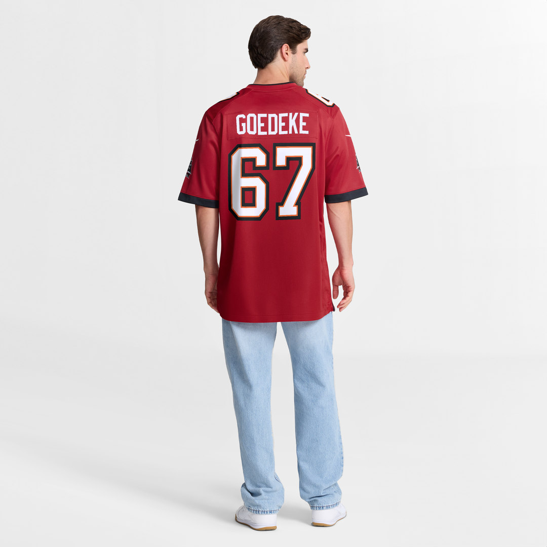 Tampa Bay Buccaneers Luke Goedeke Nike Red Game Player Jersey