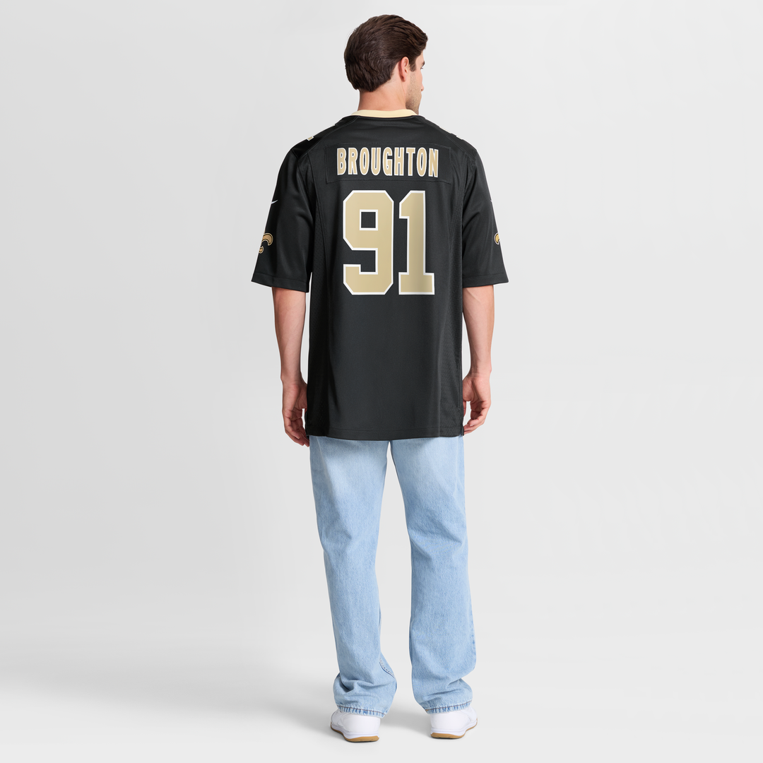 New Orleans Saints Vernon Broughton Nike Black Team Game Jersey