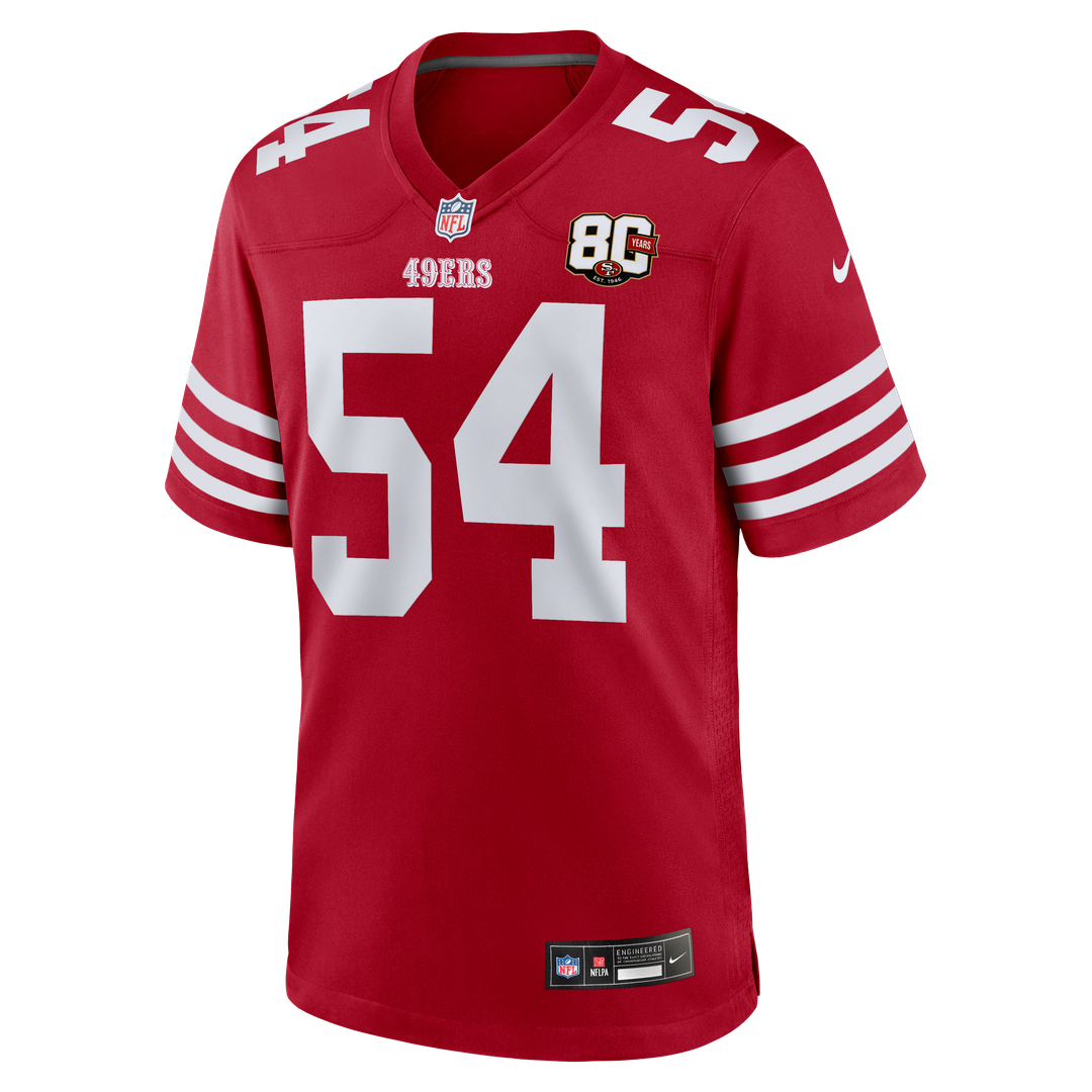 San Francisco 49ers Fred Warner Nike White 80th Anniversary Game Jersey