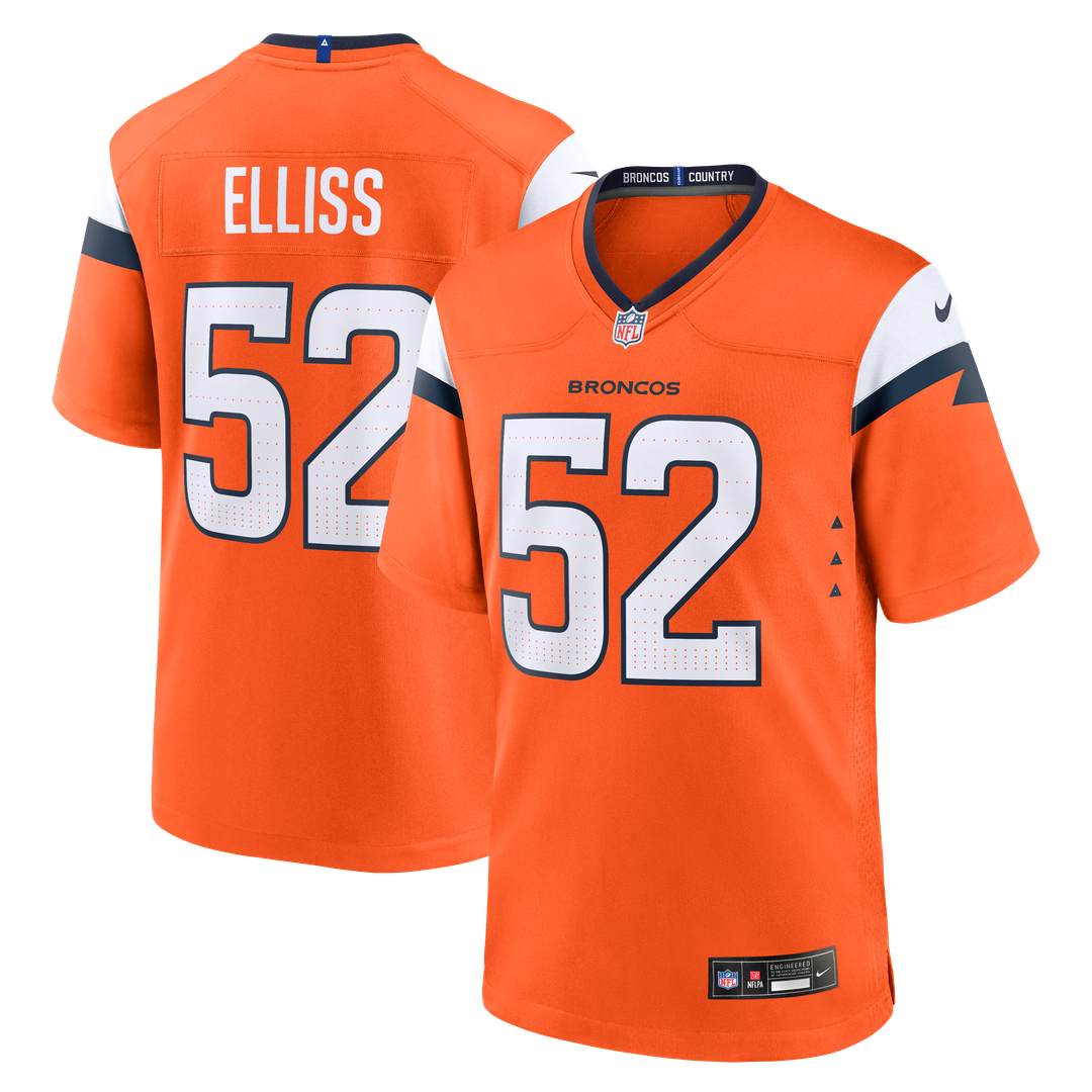 Denver Broncos Jonah Elliss Nike Orange Team Game Jersey
