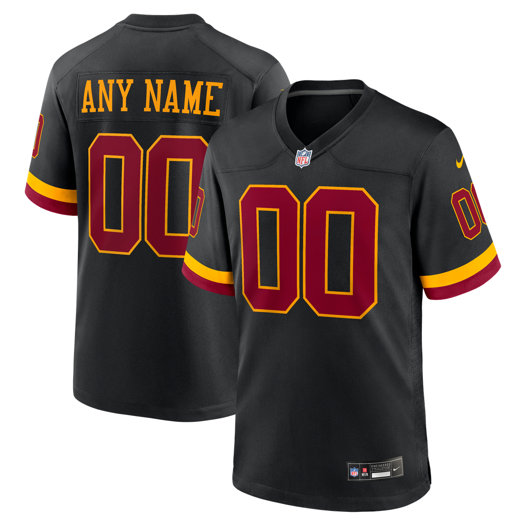 Washington Commanders Nike Black Hail Raiser Alternate Custom Game Jersey