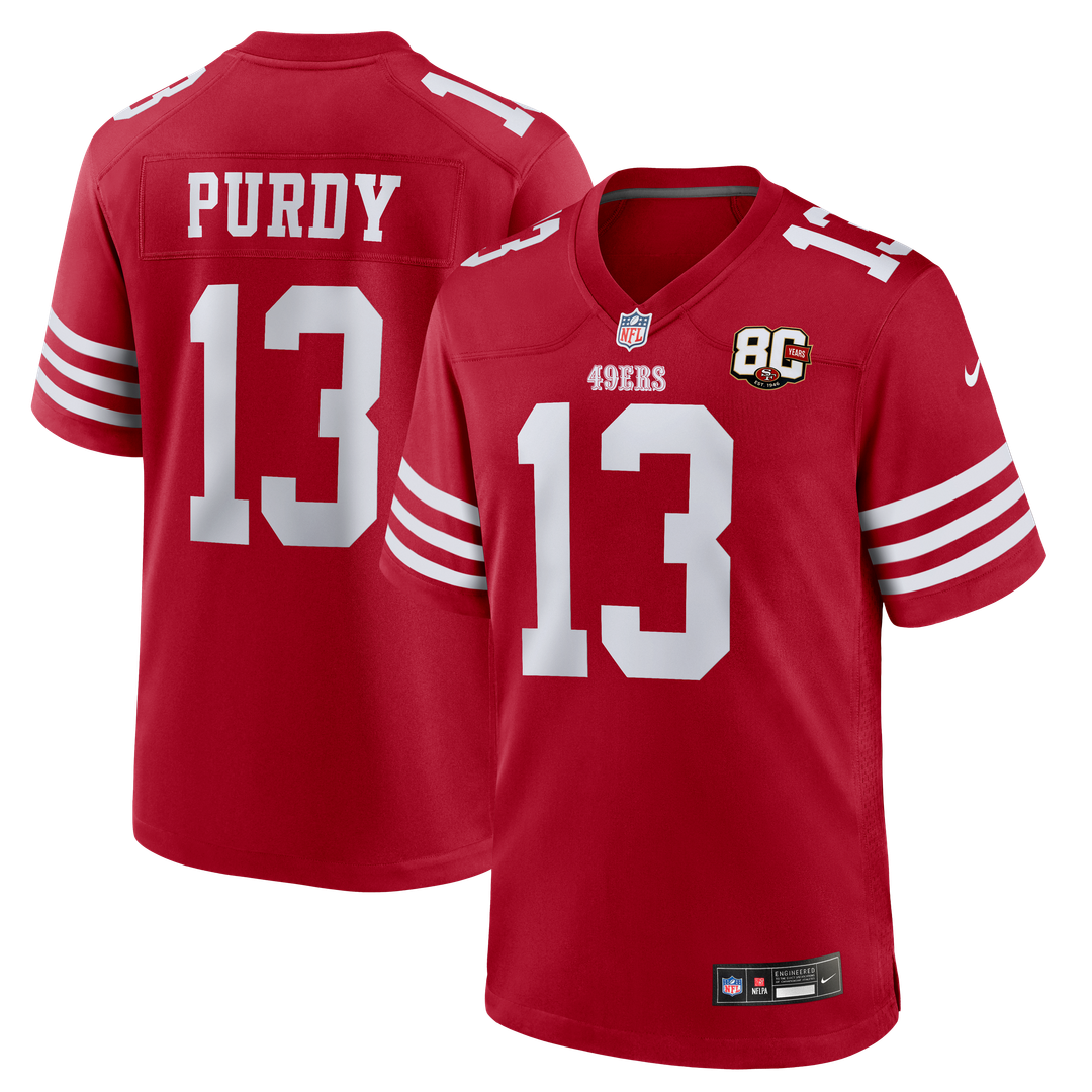 San Francisco 49ers Brock Purdy Nike White 80th Anniversary Game Jersey