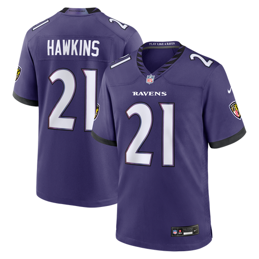 Baltimore Ravens Jaylinn Hawkins Nike Purple Team Game Jersey