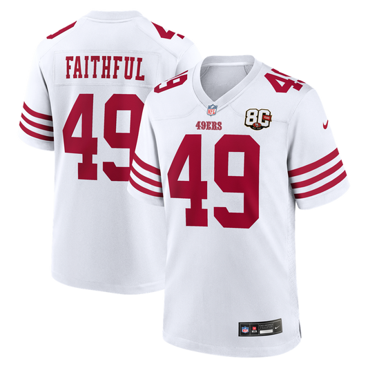 San Francisco 49ers The Faithful Nike White 80th Anniversary Game Jersey