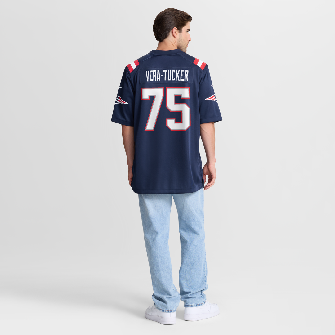 New England Patriots Alijah Vera-Tucker Nike Navy Team Game Jersey