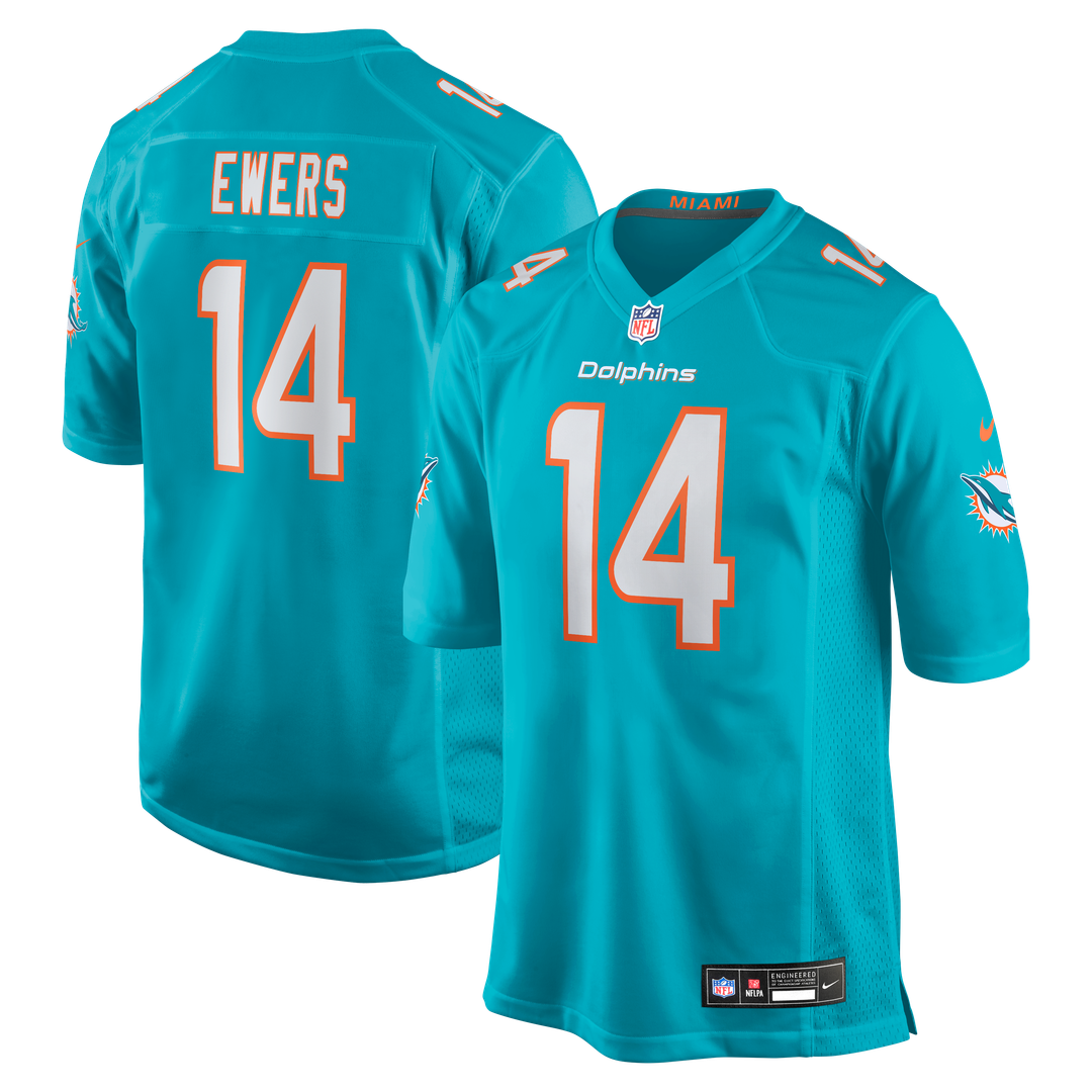 Miami Dolphins Quinn Ewers Nike Aqua Team Game Jersey