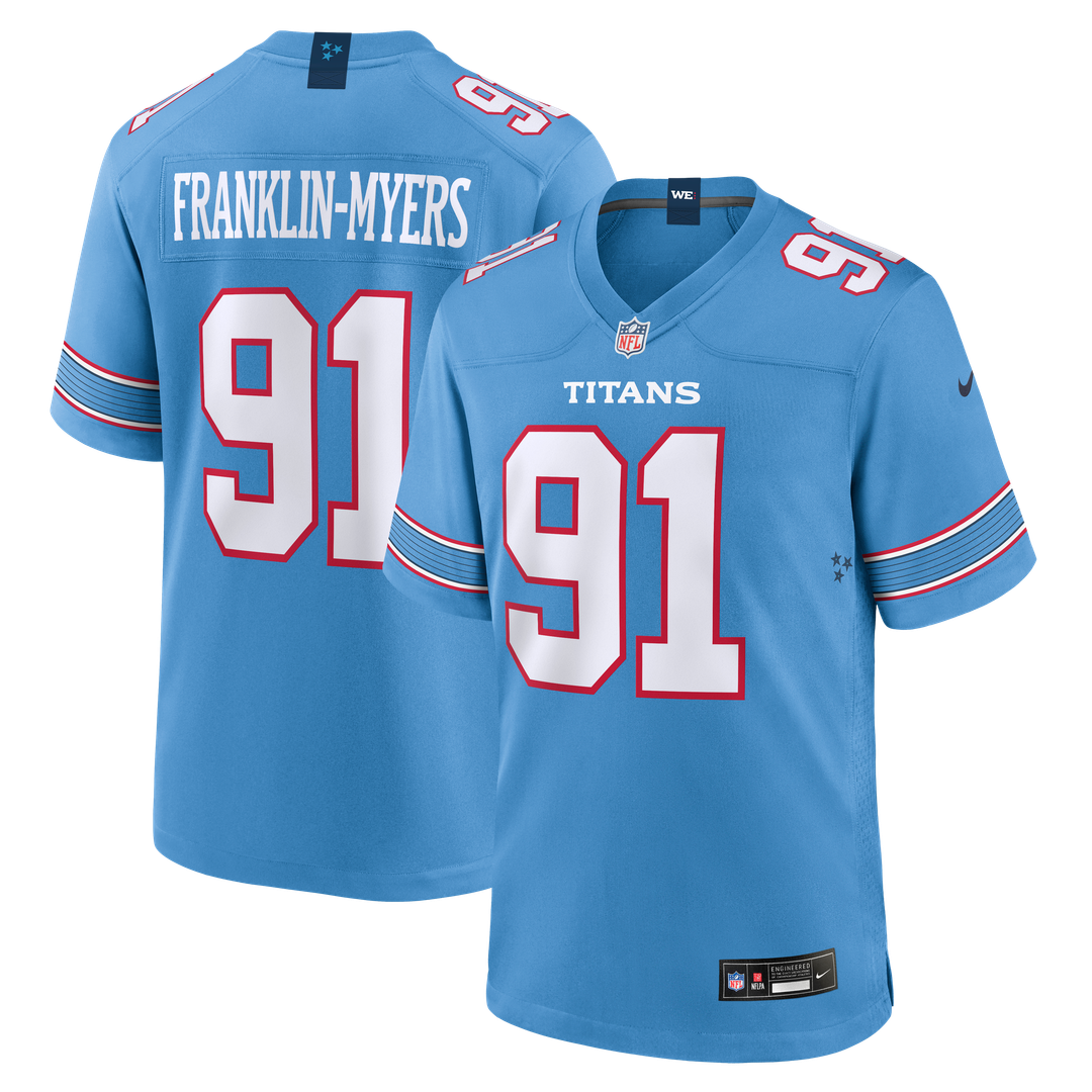 Tennessee Titans John Franklin-Myers Nike Light Blue Team Game Jersey