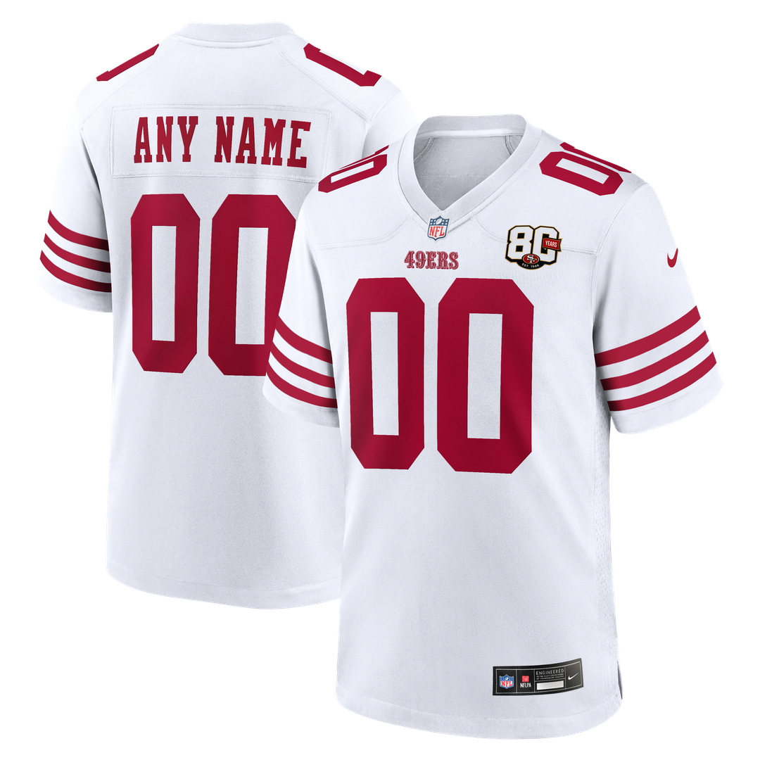 San Francisco 49ers Nike Scarlet 80th Anniversary Custom Game Jersey