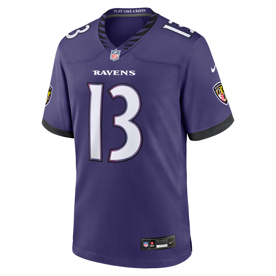 Baltimore Ravens Elijah Sarratt Nike Purple Team Game Jersey
