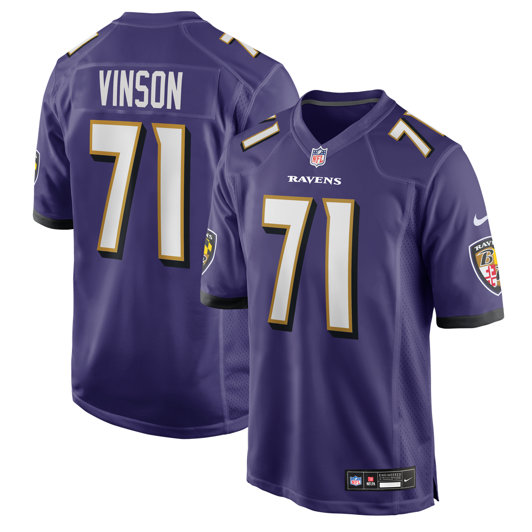 Baltimore Ravens Carson Vinson Nike Purple Team Game Jersey