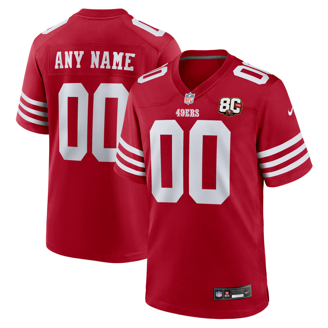 San Francisco 49ers Nike White 80th Anniversary Custom Game Jersey
