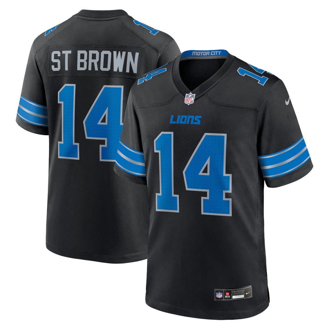Detroit Lions Amon-Ra St. Brown Nike Black 2nd Alternate Game Jersey