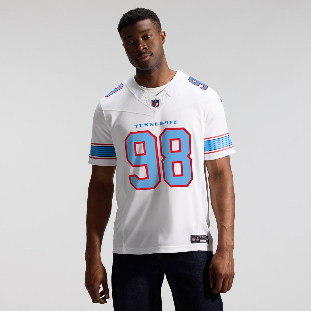 Tennessee Titans Jeffery Simmons Nike Light Blue Team Vapor F.U.S.E. Stitched Limited Jersey