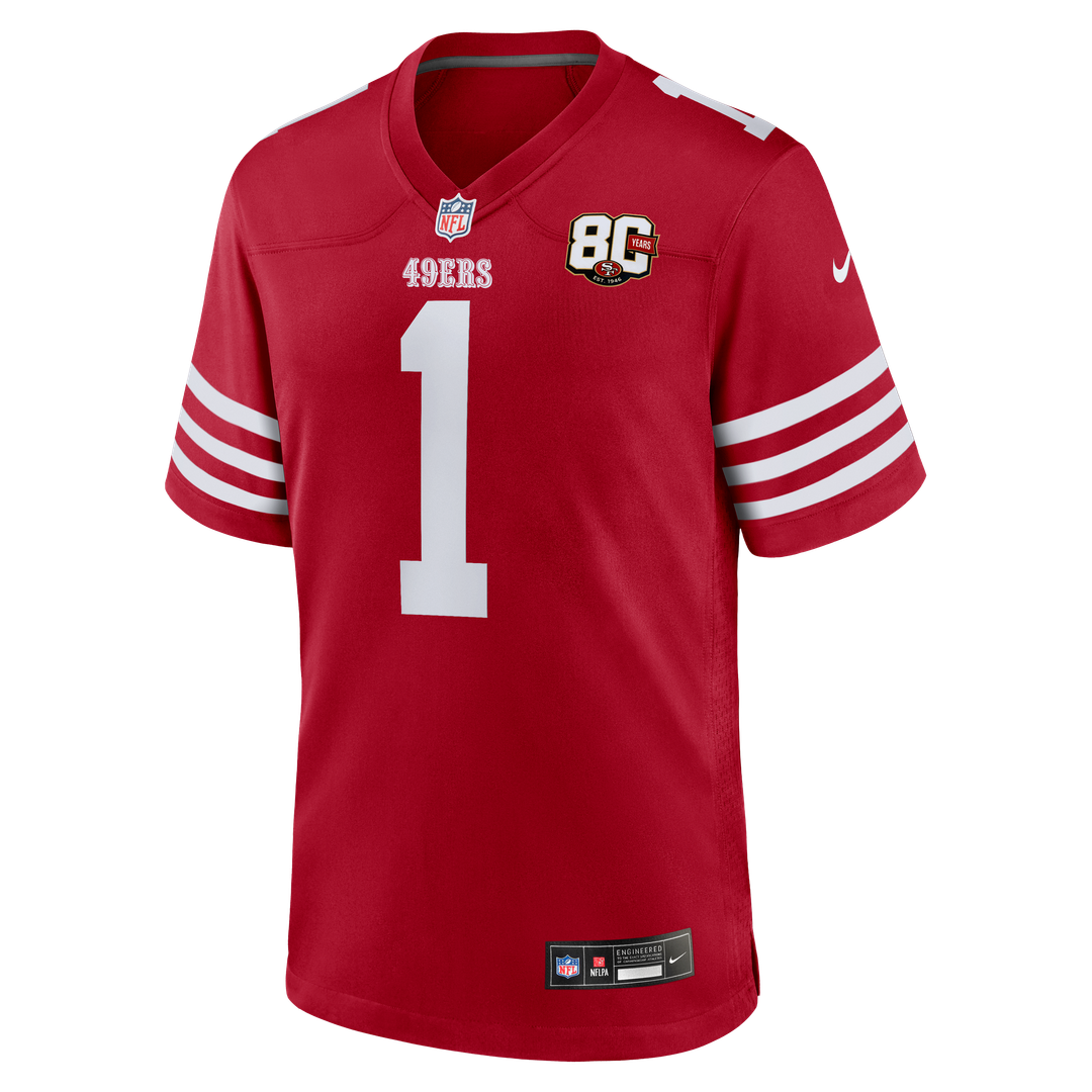 San Francisco 49ers Ricky Pearsall Nike Scarlet 80th Anniversary Game Jersey