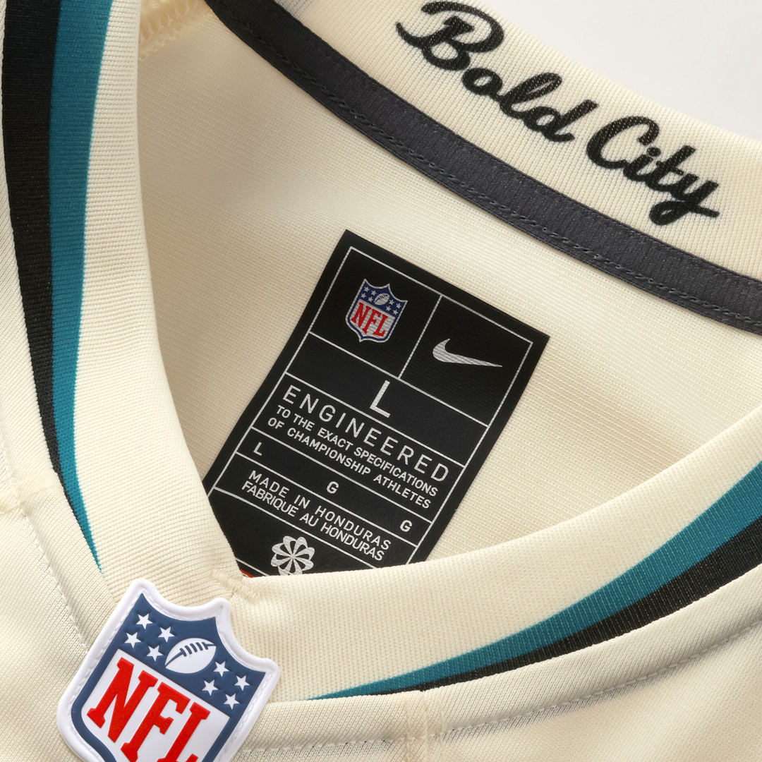 Jacksonville Jaguars Travis Hunter Nike Natural 2026 Rivalries Collection Game Jersey
