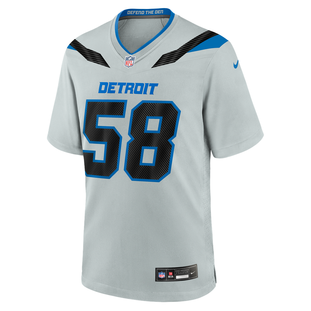 Detroit Lions Penei Sewell Nike Silver 2026 Rivalries Collection Game Jersey