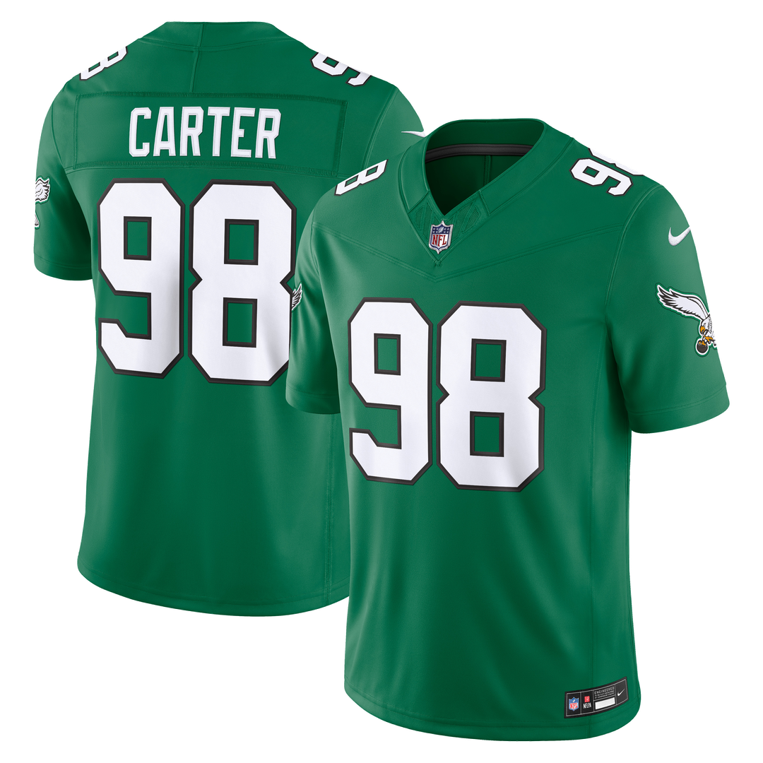 Philadelphia Eagles Jalen Carter Nike Midnight Green Team Vapor F.U.S.E. Stitched Limited Jersey