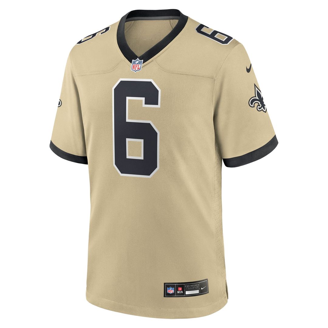 New Orleans Saints Tyler Shough Nike Gold Alternate Game Player Jersey