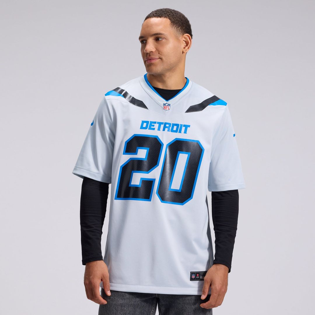 Detroit Lions Barry Sanders Nike Silver 2026 Rivalries Collection Game Jersey