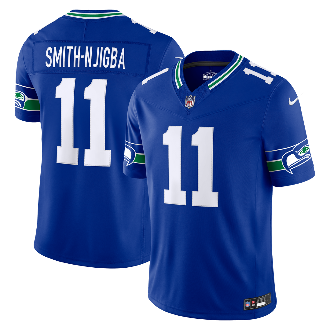 Seattle Seahawks Jaxon Smith-Njigba Nike College Navy Team Vapor F.U.S.E. Stitched Limited Jersey