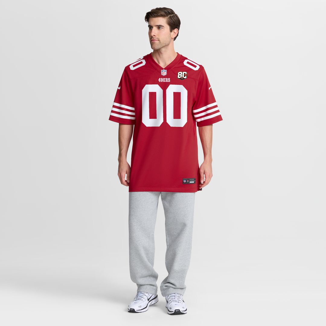 San Francisco 49ers Nike Scarlet 80th Anniversary Custom Game Jersey