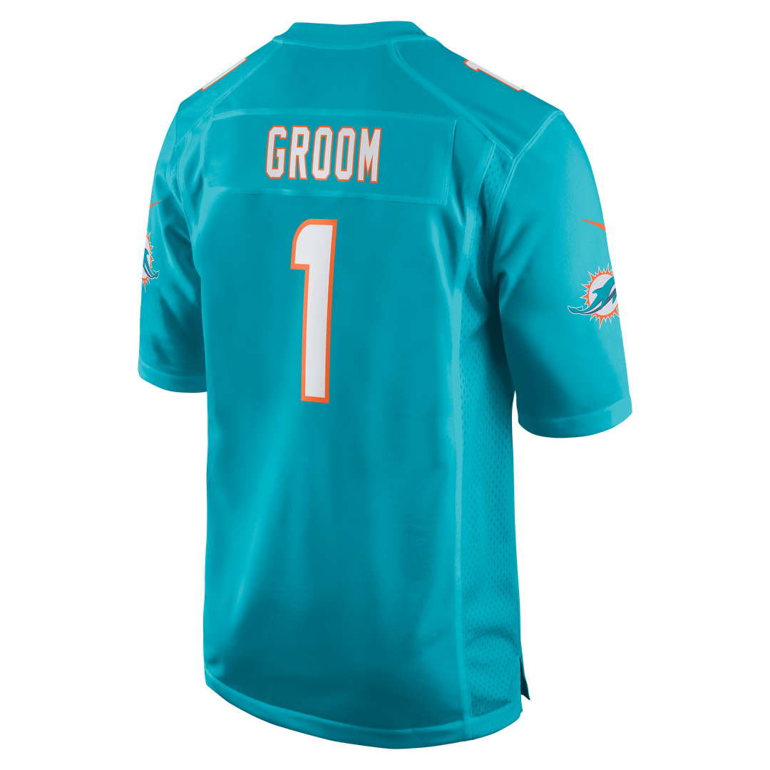 Miami Dolphins Number 1 Groom Nike Aqua Game Jersey