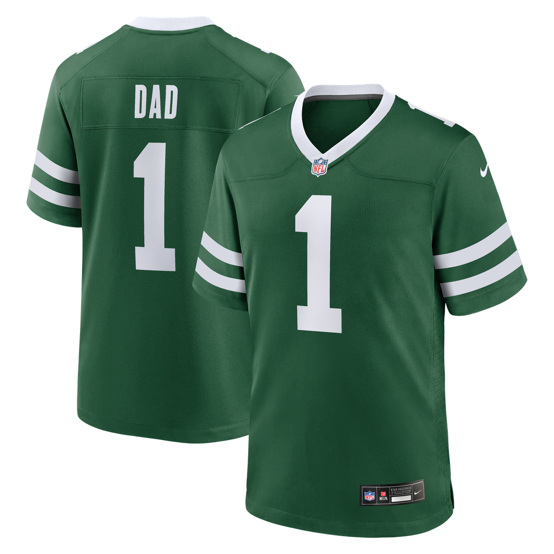 New York Jets Nike Legacy Green #1 Dad Game Jersey