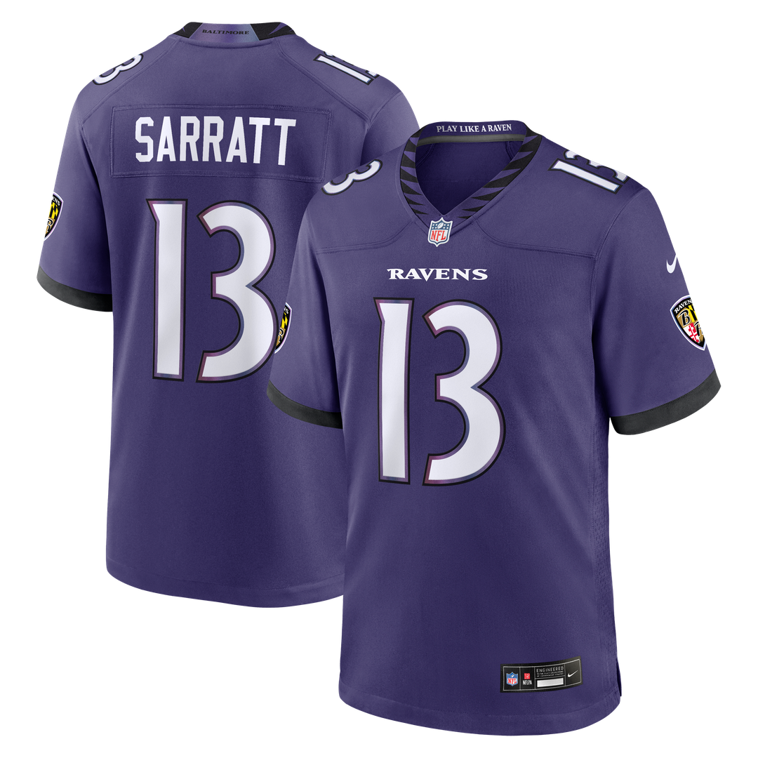 Baltimore Ravens Elijah Sarratt Nike Purple Team Game Jersey