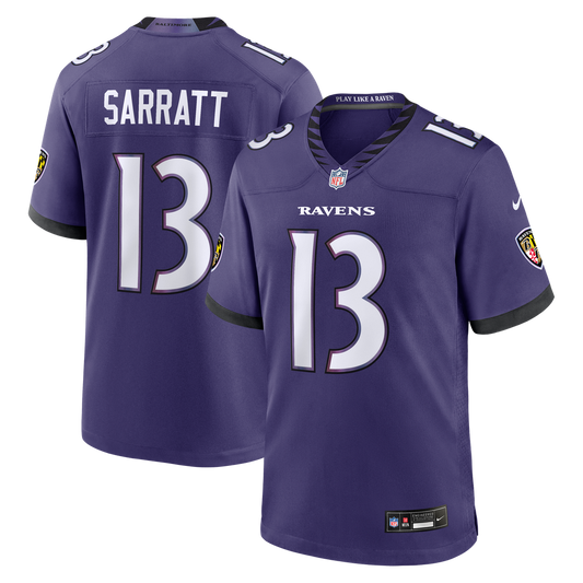 Baltimore Ravens Elijah Sarratt Nike Purple Team Game Jersey