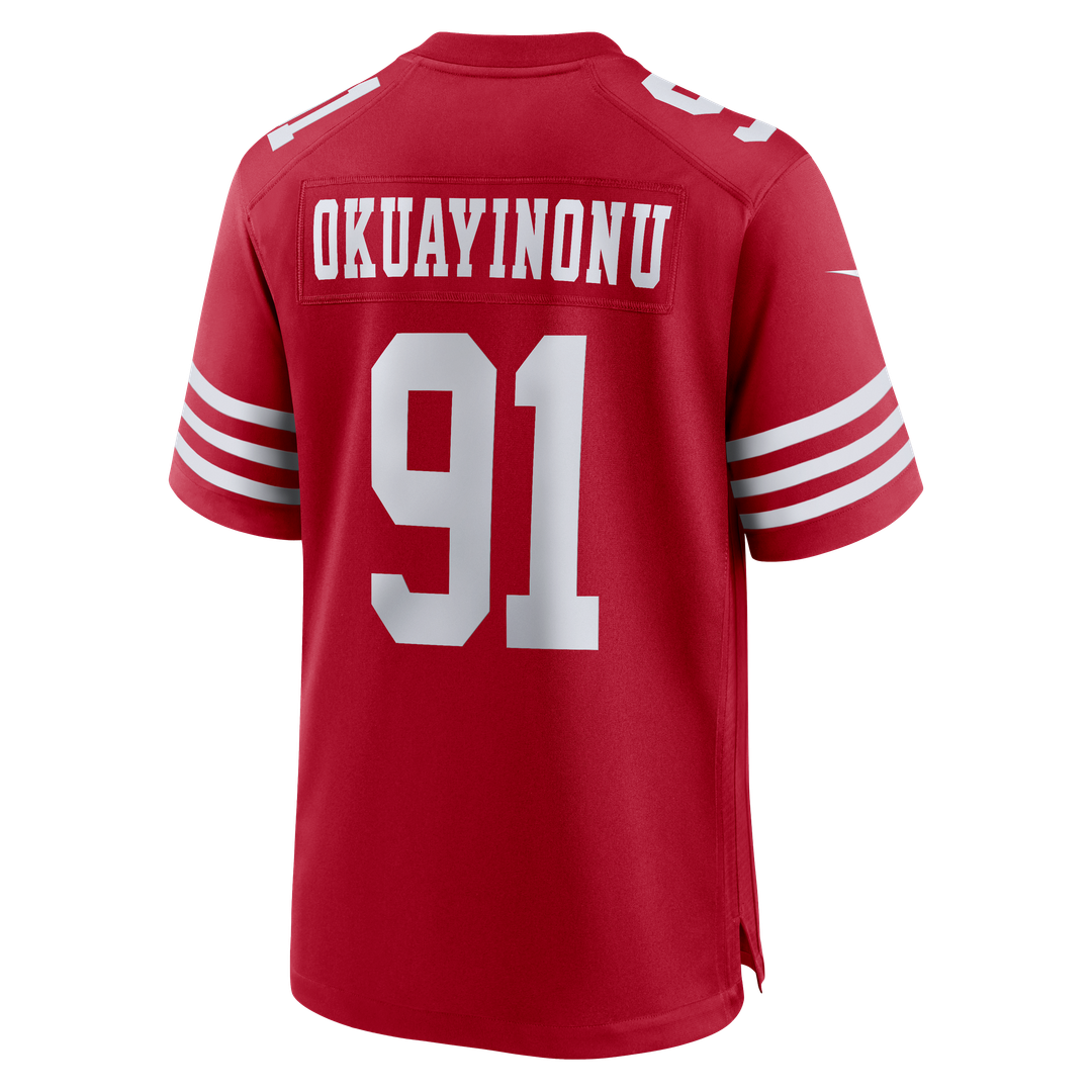San Francisco 49ers Sam Okuayinonu Nike Scarlet Team Game Jersey