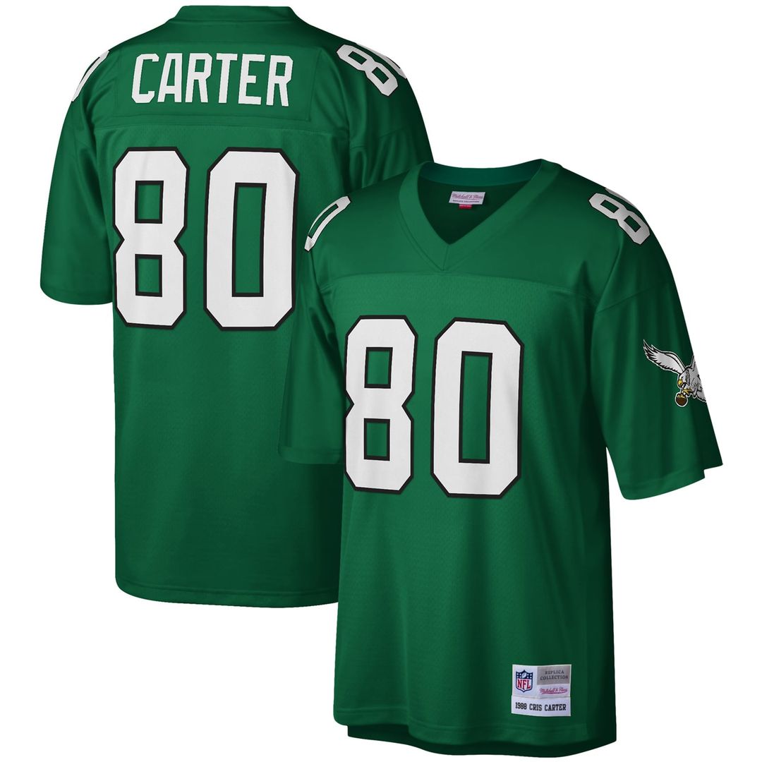 Philadelphia Eagles Cris Carter Mitchell & Ness Kelly Green Legacy Replica Jersey