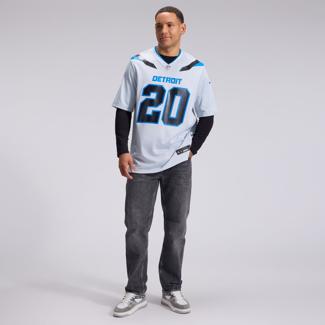 Detroit Lions Barry Sanders Nike Silver 2026 Rivalries Collection Game Jersey