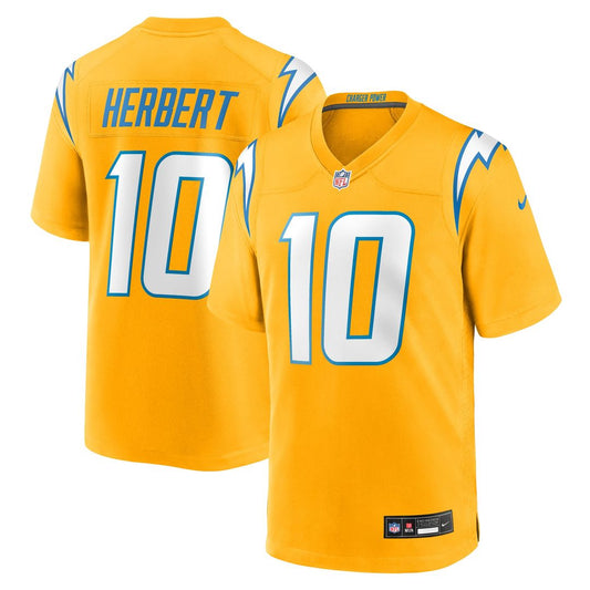 Los Angeles Chargers Justin Herbert Nike Gold Alternate Charger Power Game Player Jersey