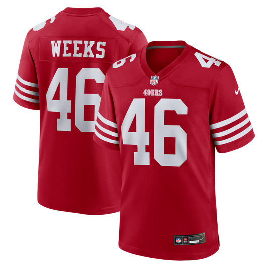 San Francisco 49ers Jon Weeks Nike Scarlet Team Game Jersey