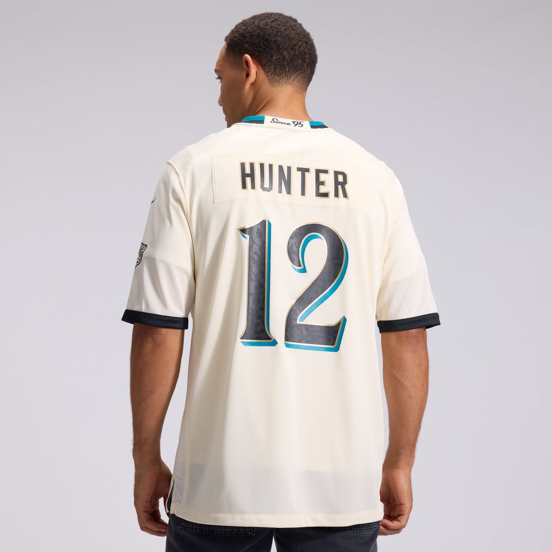 Jacksonville Jaguars Travis Hunter Nike Natural 2026 Rivalries Collection Game Jersey