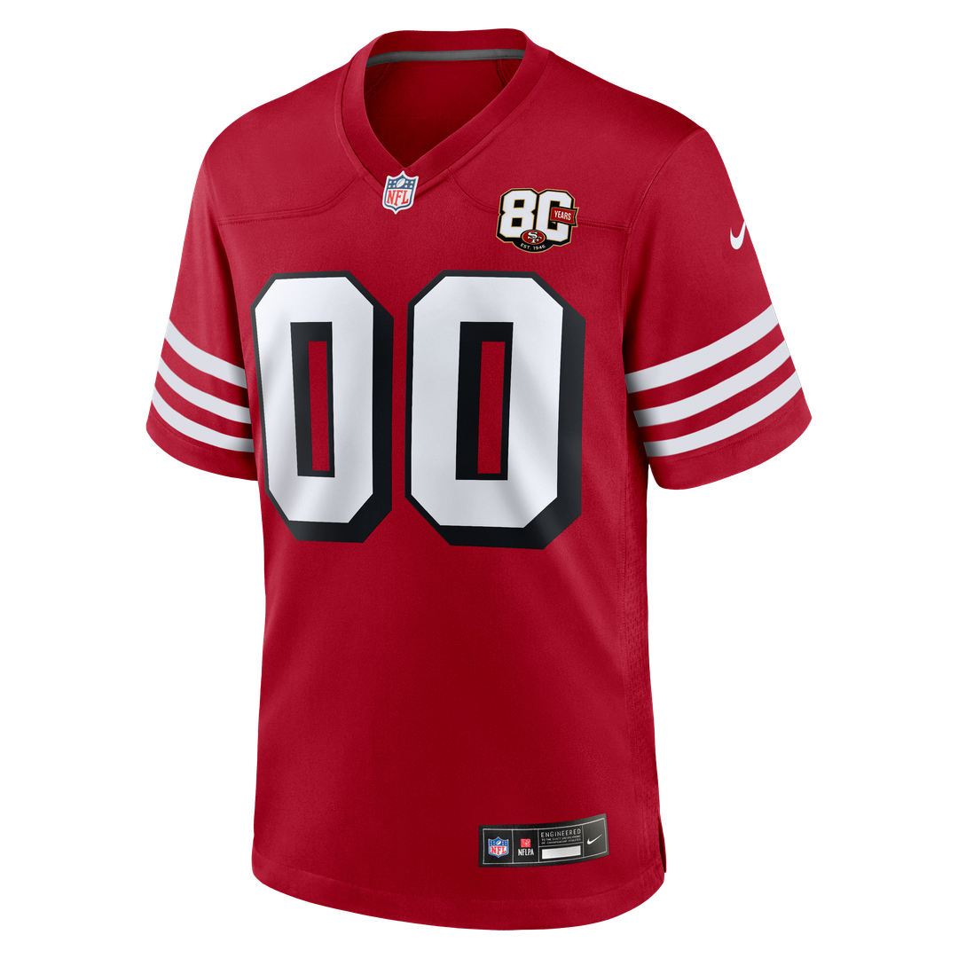 San Francisco 49ers Nike Scarlet 80th Anniversary Alternate Custom Game Jersey