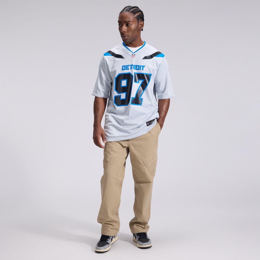 Detroit Lions Aidan Hutchinson Nike Silver 2026 Rivalries Collection Game Jersey