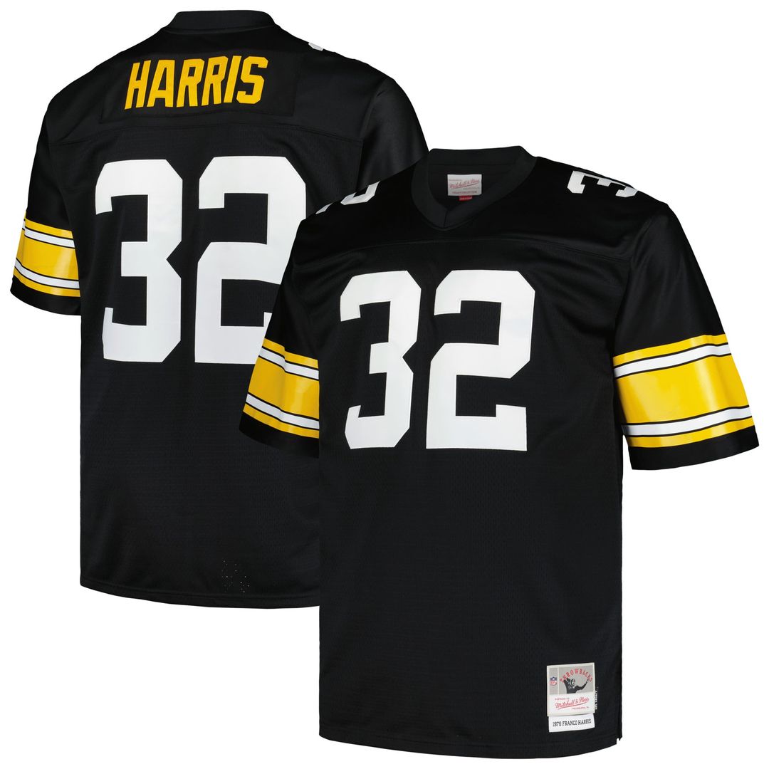 Pittsburgh Steelers Franco Harris Mitchell & Ness White Big & Tall 1976 Retired Player Replica Jersey