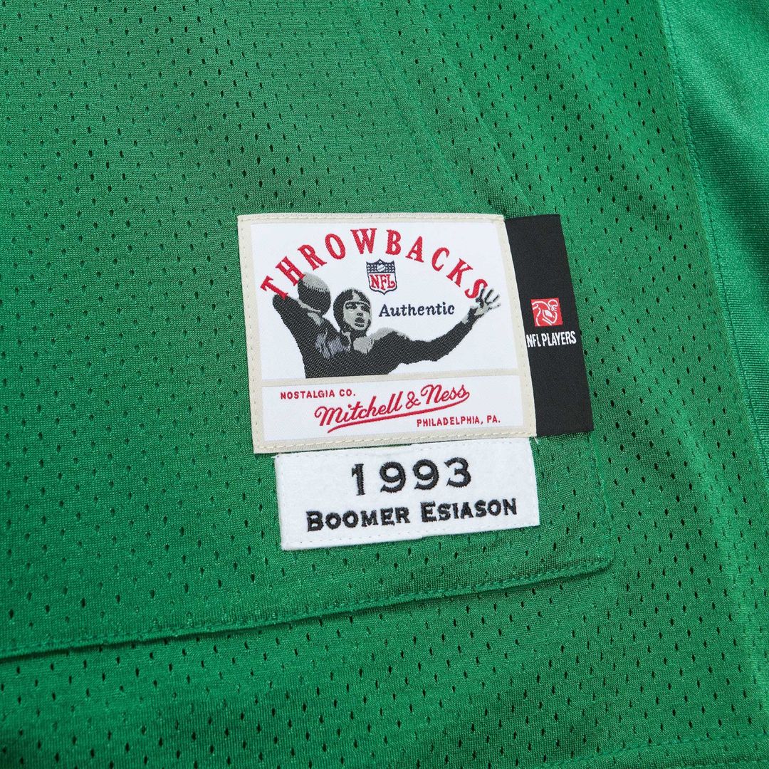 New York Jets Boomer Esiason Mitchell & Ness Kelly Green 1993 Authentic Throwback Retired Player Pocket Jersey