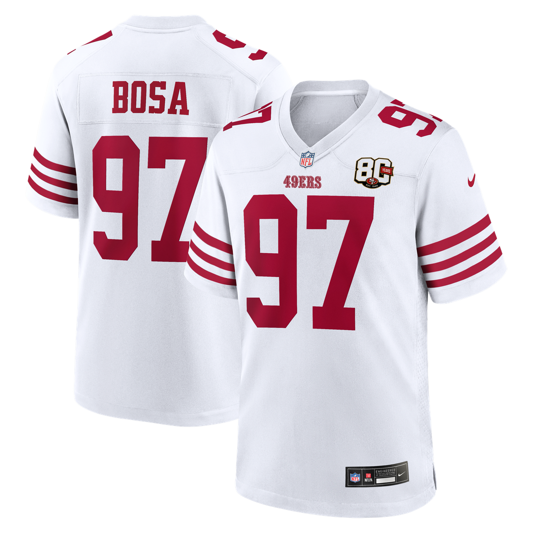 San Francisco 49ers Nick Bosa Nike Scarlet 80th Anniversary Game Jersey