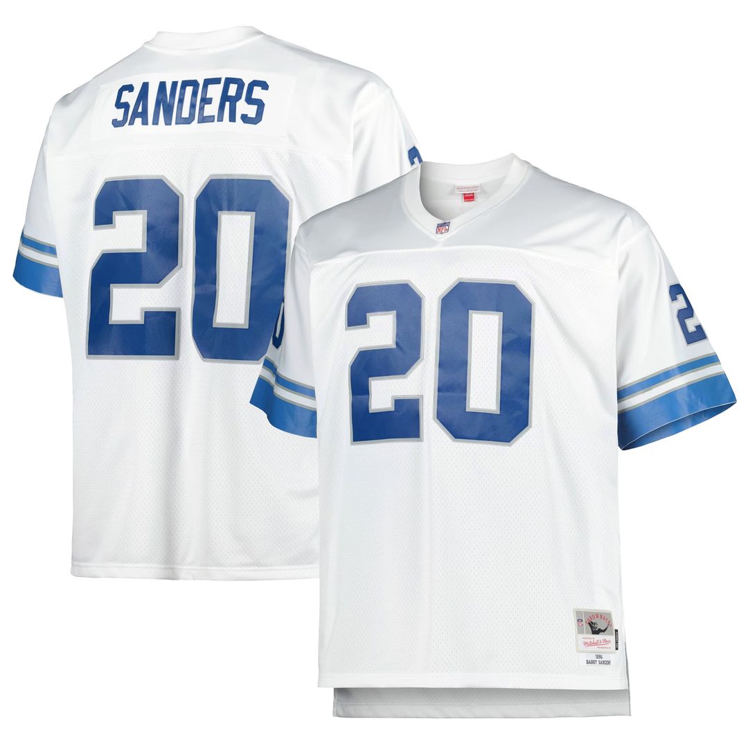Detroit Lions Barry Sanders Mitchell & Ness Blue Big & Tall 1996 Retired Player Replica Jersey