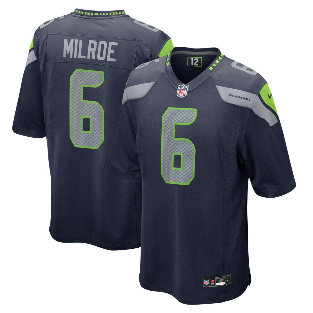 Seattle Seahawks Jalen Milroe Nike College Navy Team Game Jersey