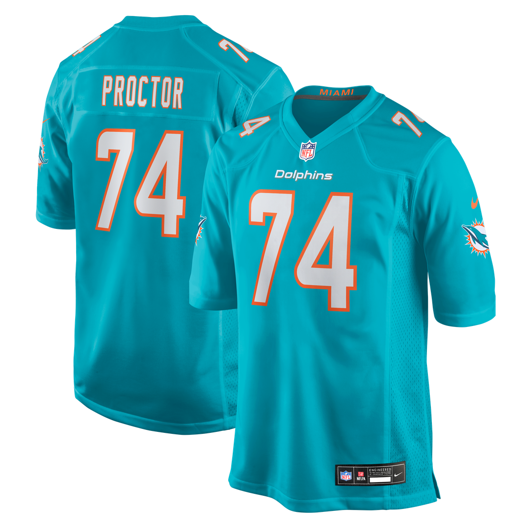 Miami Dolphins Kadyn Proctor Nike Aqua Team Game Jersey