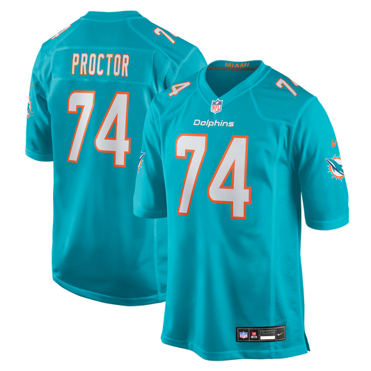 Miami Dolphins Kadyn Proctor Nike Aqua Team Game Jersey