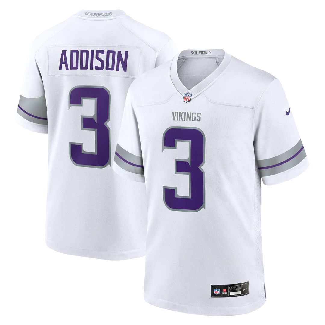 Minnesota Vikings Jordan Addison Nike White Alternate Game Player Jersey