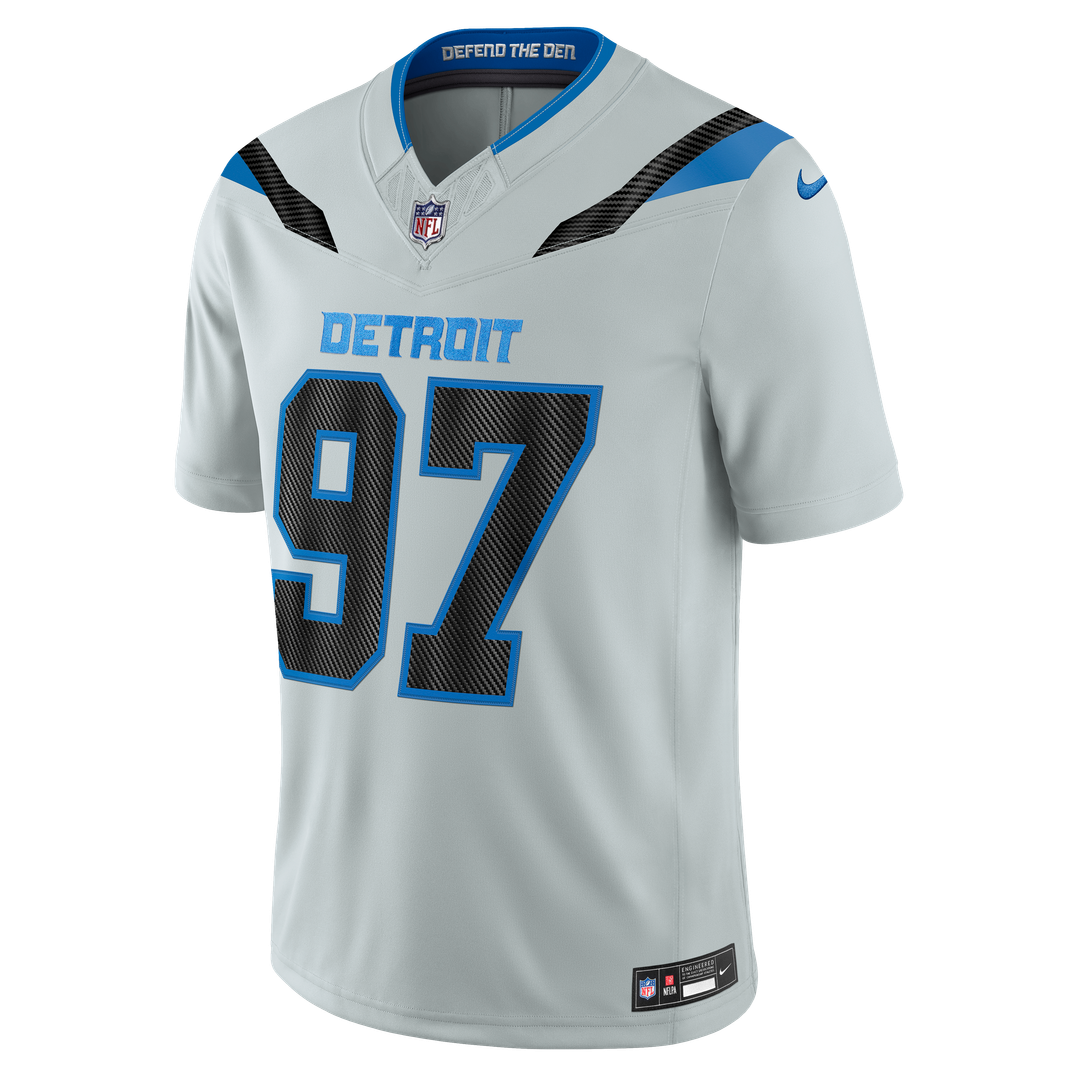 Detroit Lions Aidan Hutchinson Nike Silver 2026 Rivalries Collection Stitched Limited Jersey