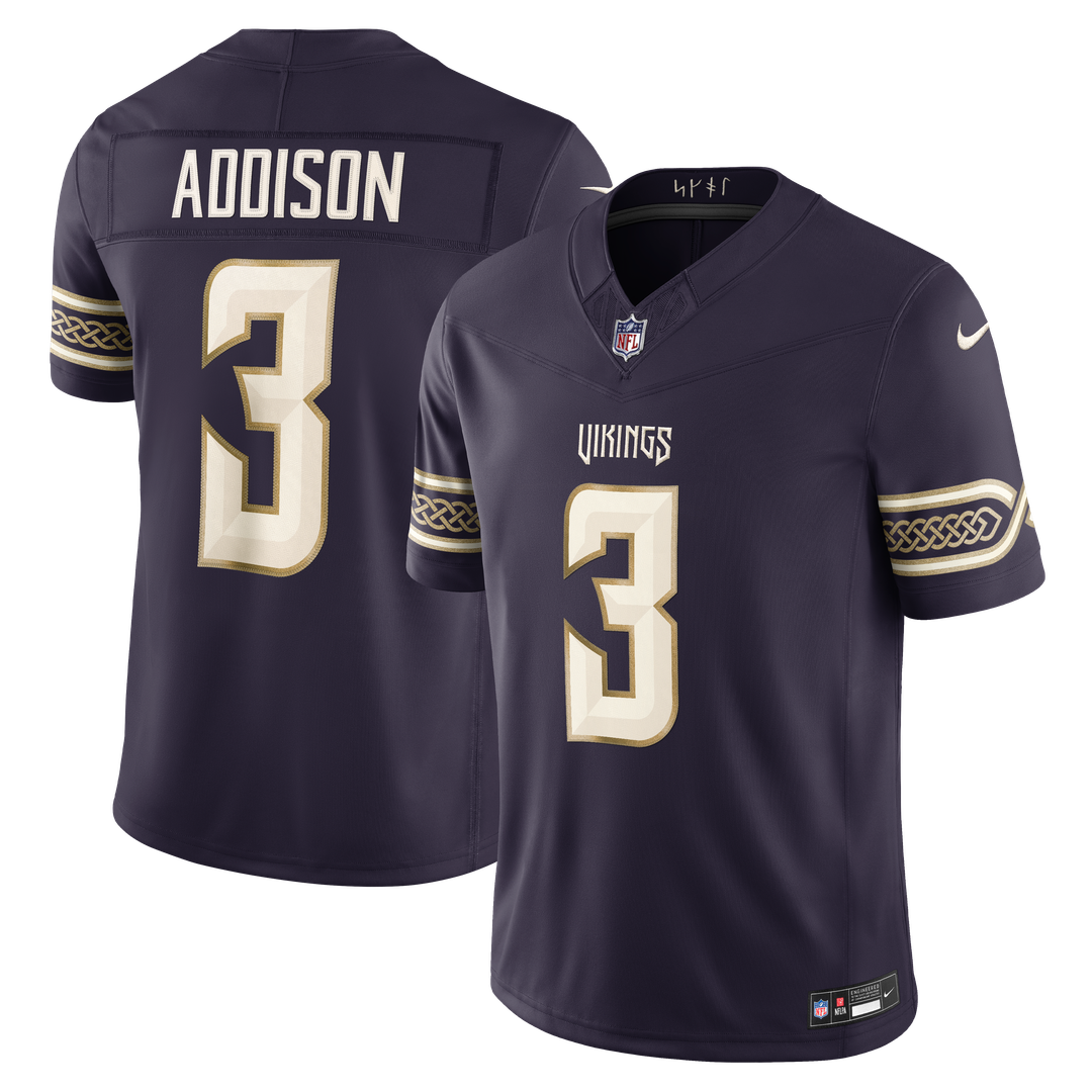 Minnesota Vikings Jordan Addison Nike Purple 2026 Rivalries Collection Stitched Limited Jersey
