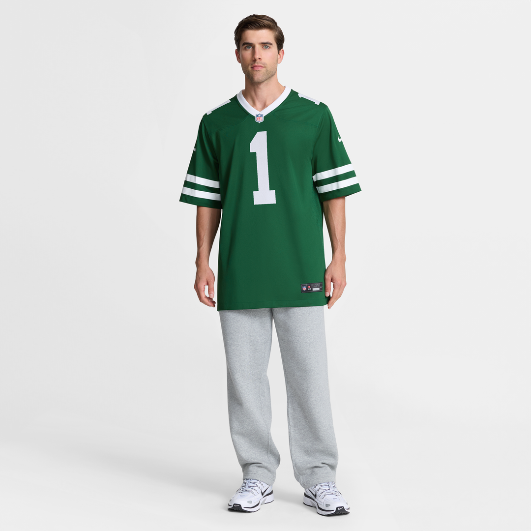 New York Jets Number 1 Groom Nike Legacy Green Game Jersey