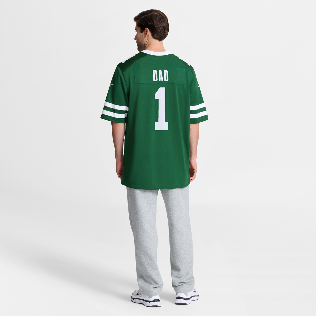 New York Jets Nike Legacy Green #1 Dad Game Jersey